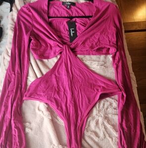 Lulu's Pink Cutout Bodysuit